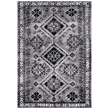 Flowers First 5 ft.-3 in. x 7 ft.-6 in. Vintage Global Rectangle Rug, Grey & Black FL1881664